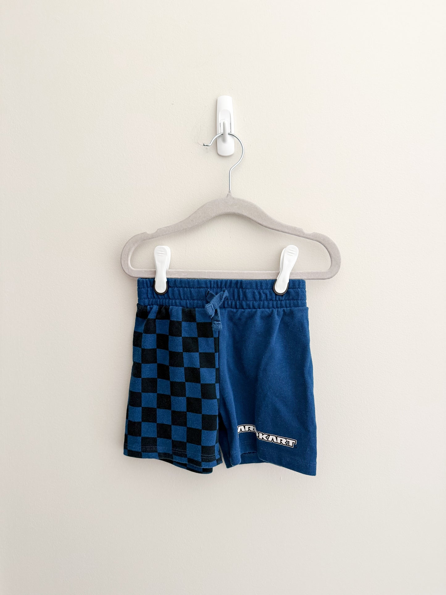 Mario Kart Checkered Blue Shorts (2T)