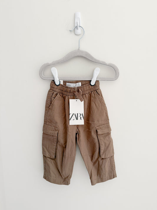 [NEW] Zara Brown Cargo Pants (9-12m generous)