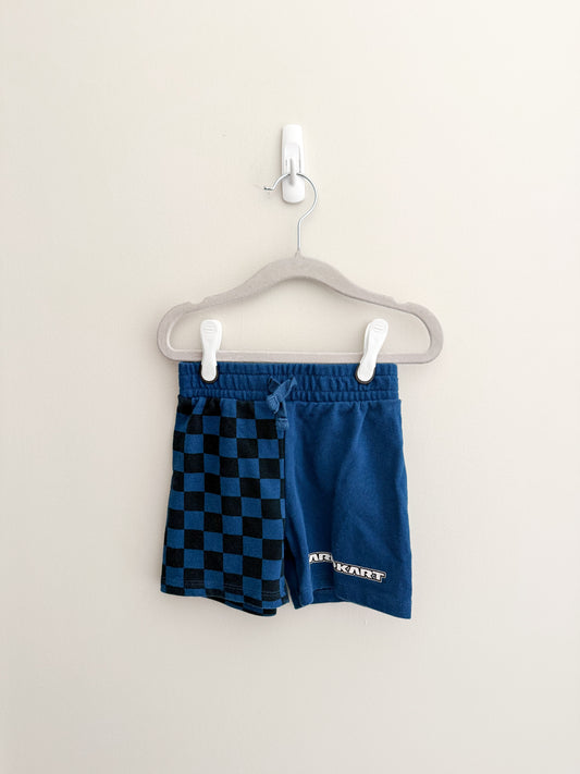 Mario Kart Checkered Blue Shorts (2T)